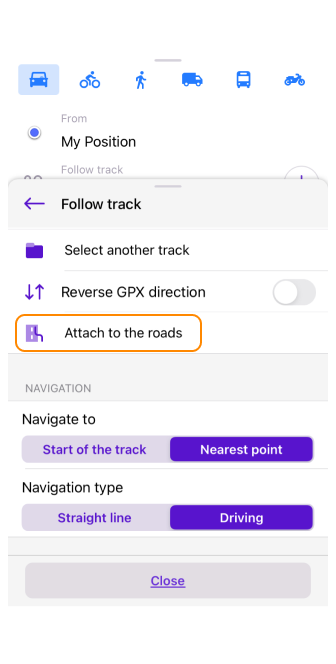Attach to the roads 1 ios
