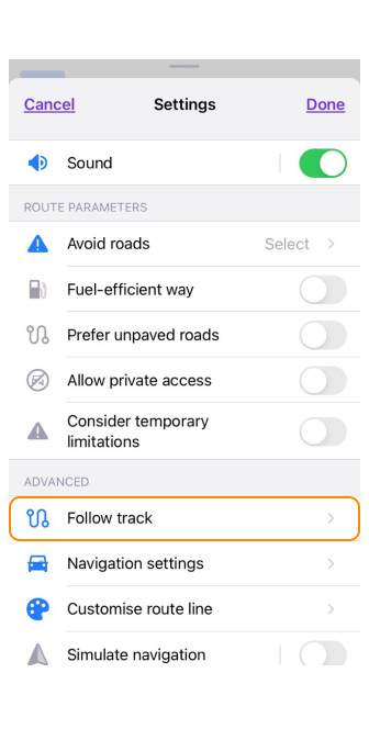 Select track to navigate iOS 1