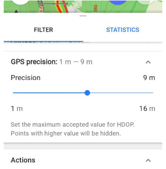 GPS filter precision numbers Android