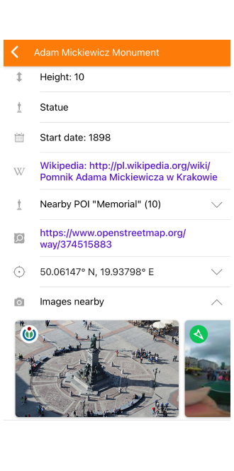 Images nearby context menu iOS