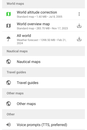 Download map menu Android