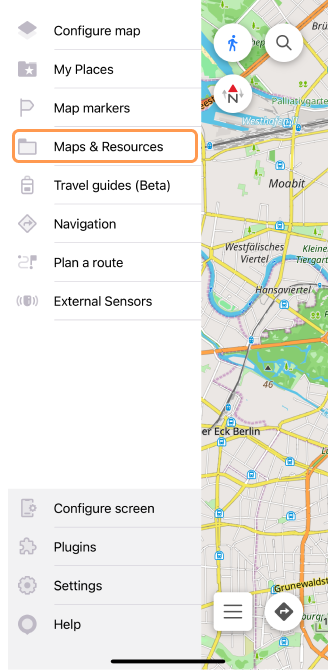 Maps menu iOS