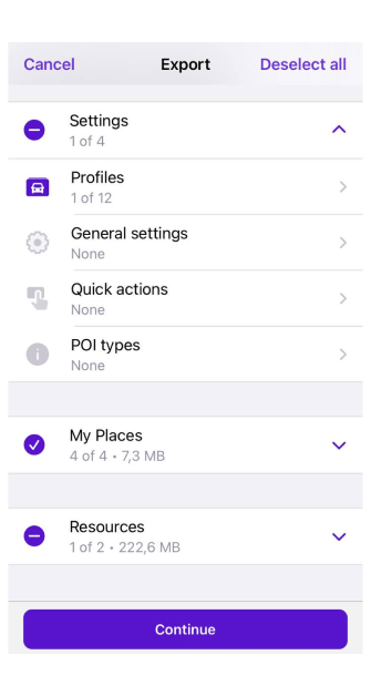 Profiles Actions Export iOS
