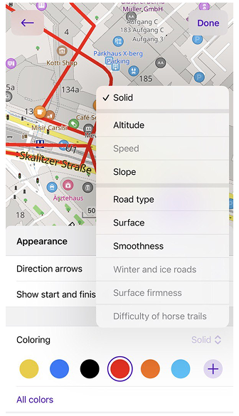 قائمة التلوين في iOS