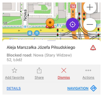 تجاهل الطريق المتجنب في iOS