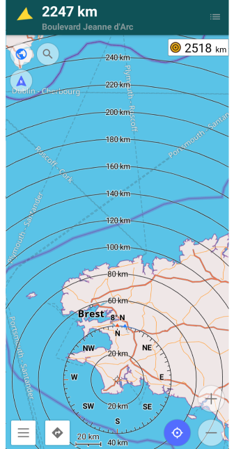 مسطرة نصف القطر للأسفل