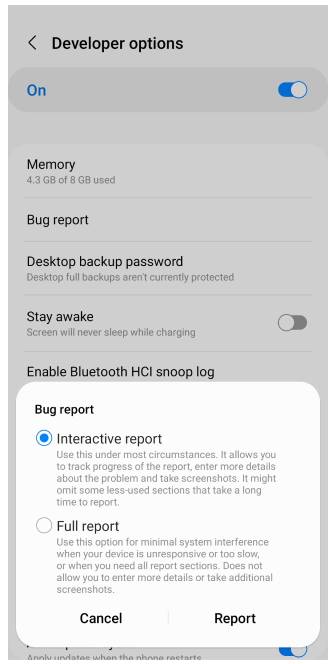 إرسال سجلات الأعطال من أندرويد 3