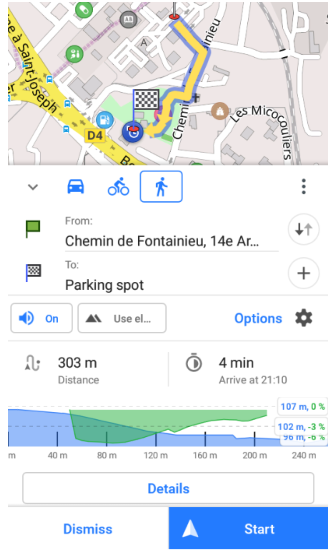 Heading to Parking point in Android
