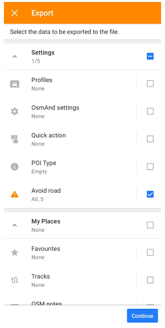 Avoid road on the map export Android 1