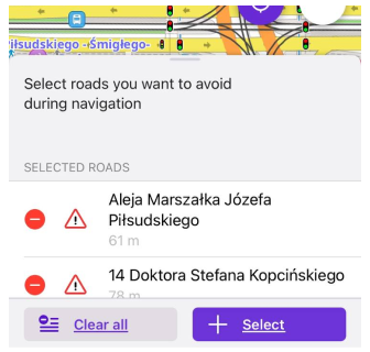 Avoid road on the map list iOS