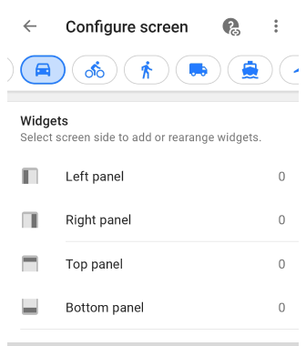 Configure screen menu