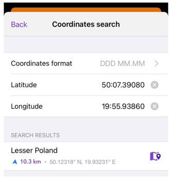 Search Coordinates iOS