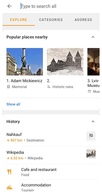 Explore search