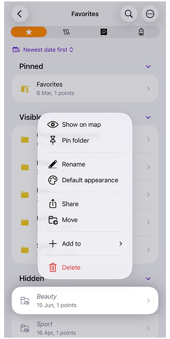 Favorites actions ios