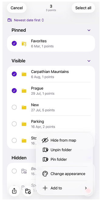 Favorites actions ios
