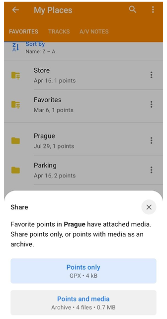 Favorites folder functions android