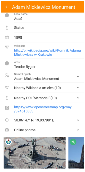 Images nearby context menu Android