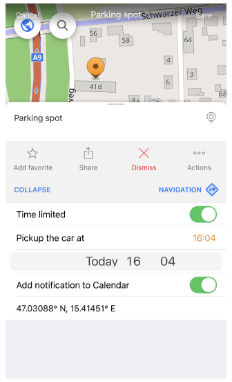Set Parking point in iOS