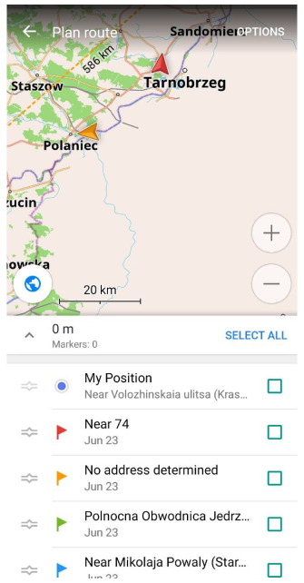 Map markers Plan Route Android