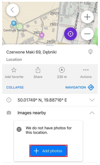 Mapillary plugin Map Conntext menu iOS