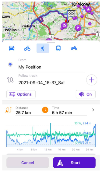 Navigation by track screen iOS