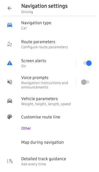 Navigation Settings Android