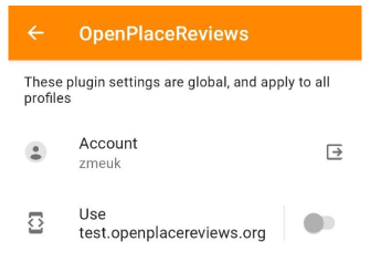 OpenPlaceReview Settings Android