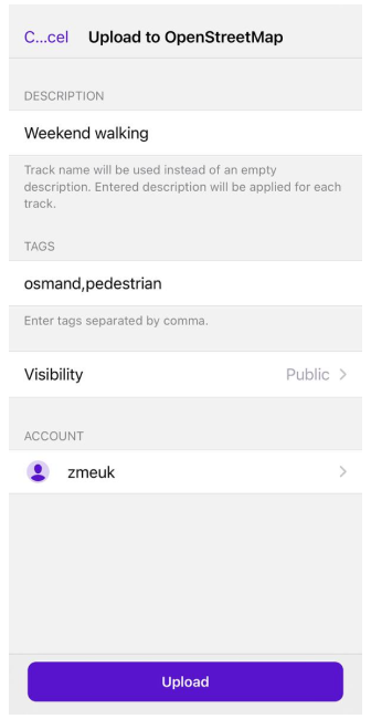 OpenStretMap editing plugin GPX to OSM iOS