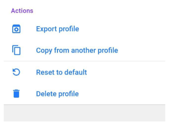 Profiles Actions Settings Android