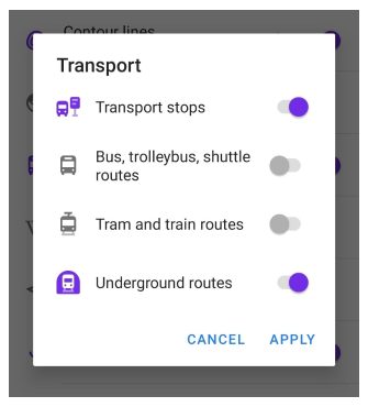 Public transport layer Android