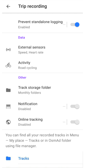 Configuring Trip recording in Android