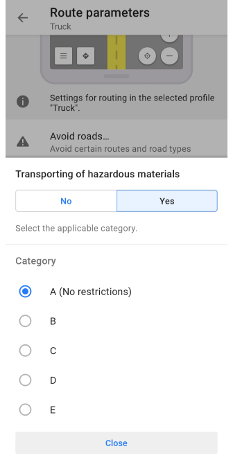 Transporting of hazardous materials Android