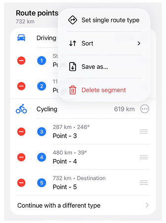 Plan a route ios