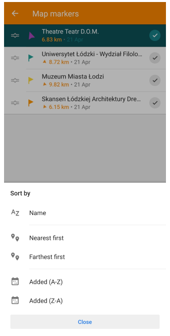 Alternative Markers sorting Android 2