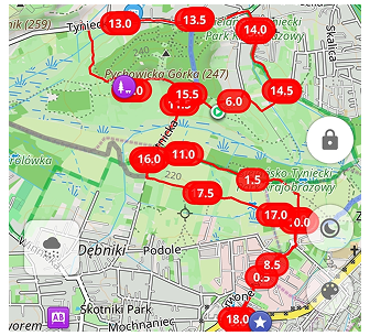 Track menu Appearance Split interval Android