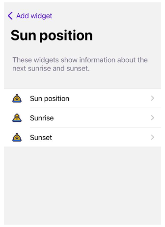Sunset and sunrise widgets