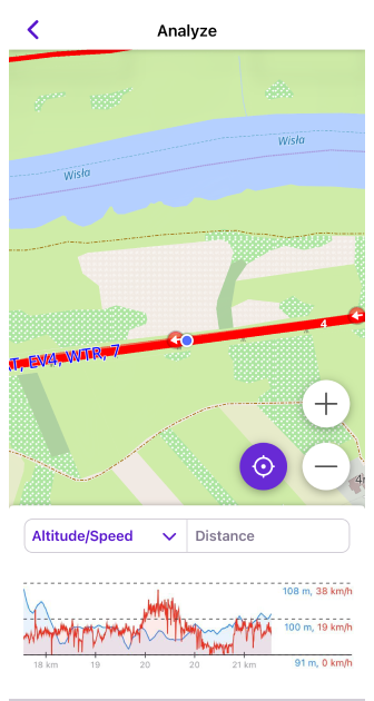 Track menu analyze on map 