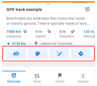 Track context menu overview Android 3
