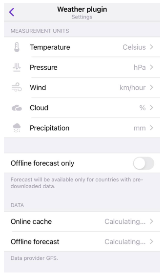 Weather Settings iOS