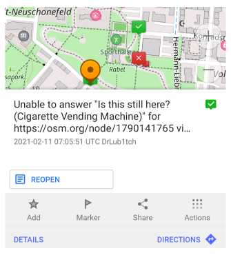 OSM-Notiz wiedereröffnen Android