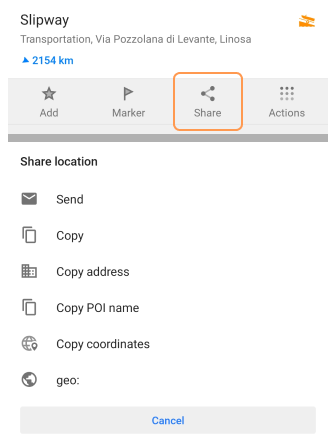 Aktion Teilen Android