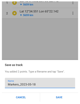 Koordinateneingabe Punkt speichern Android 1