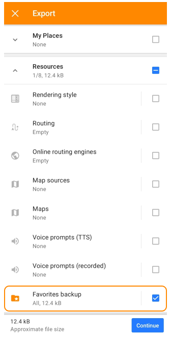 Favoriten-Backup-Export Android