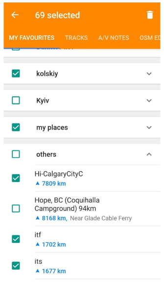 Favoritenaktion Löschen Android