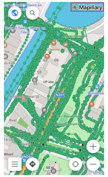 Mapillary-Plugin Kartenkontextmenü iOS