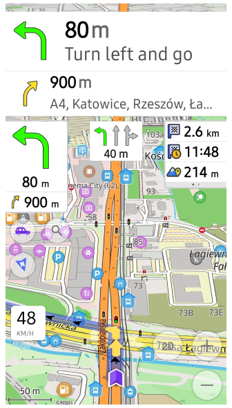 Widget für nächste Abbiegungen
