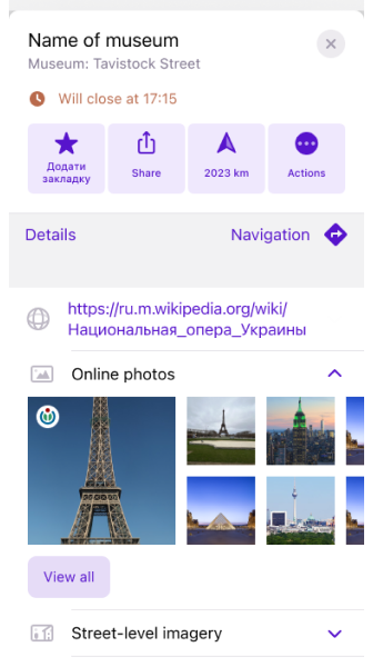Online-Fotos Kontextmenü iOS