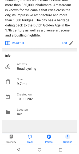 Beschreibung und Info Android