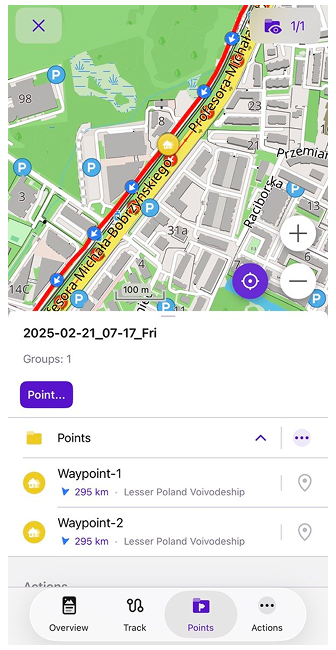 Kontext Track-Menü Punkte iOS