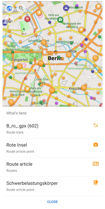 Menü Reiseführerpunkte